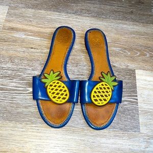 Tory Burch Pineapple leather sandals bright and fun